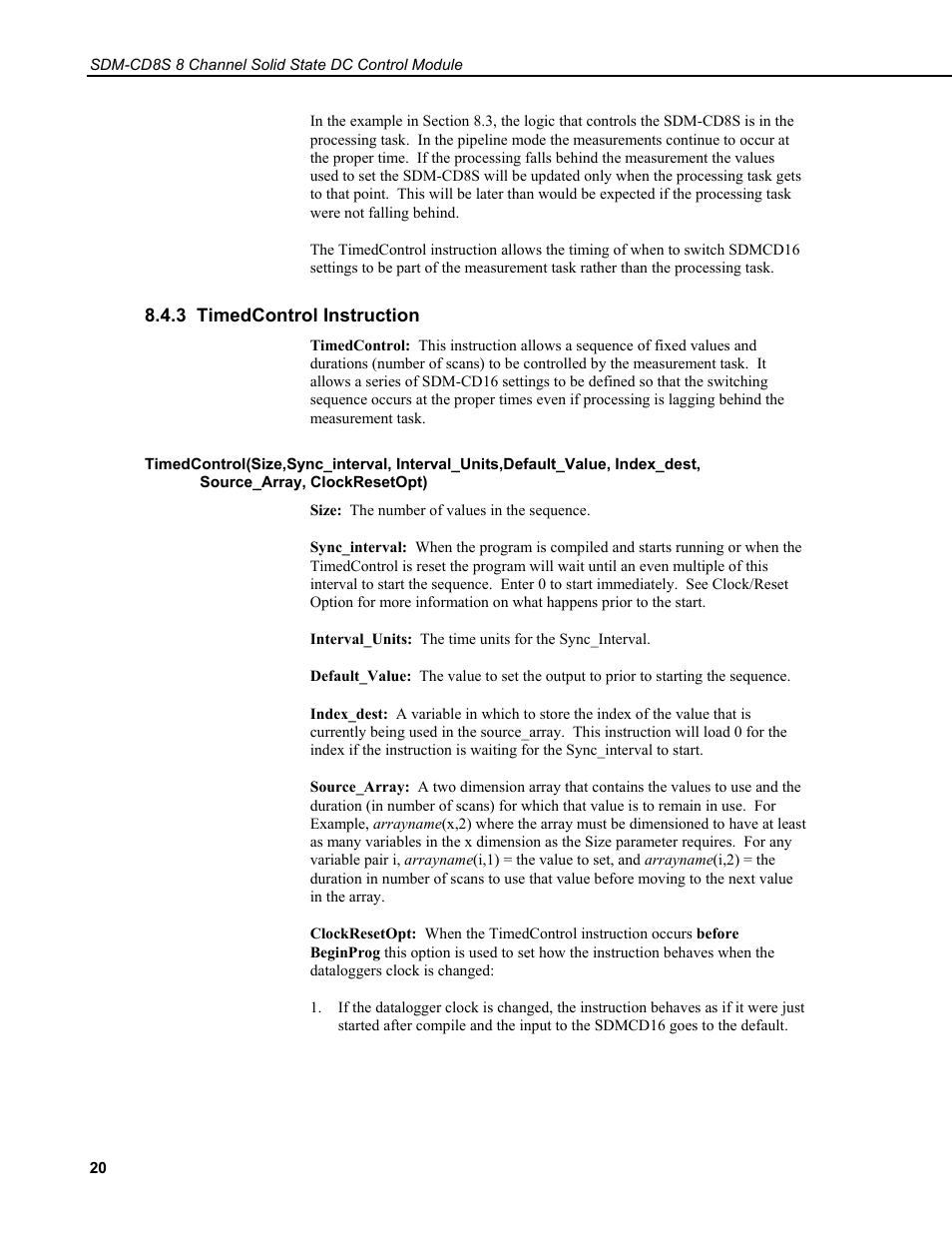 3 timedcontrol instruction | Campbell Scientific SDM-CD8S 8 Channel Solid State DC Control Module User Manual | Page 26 / 32