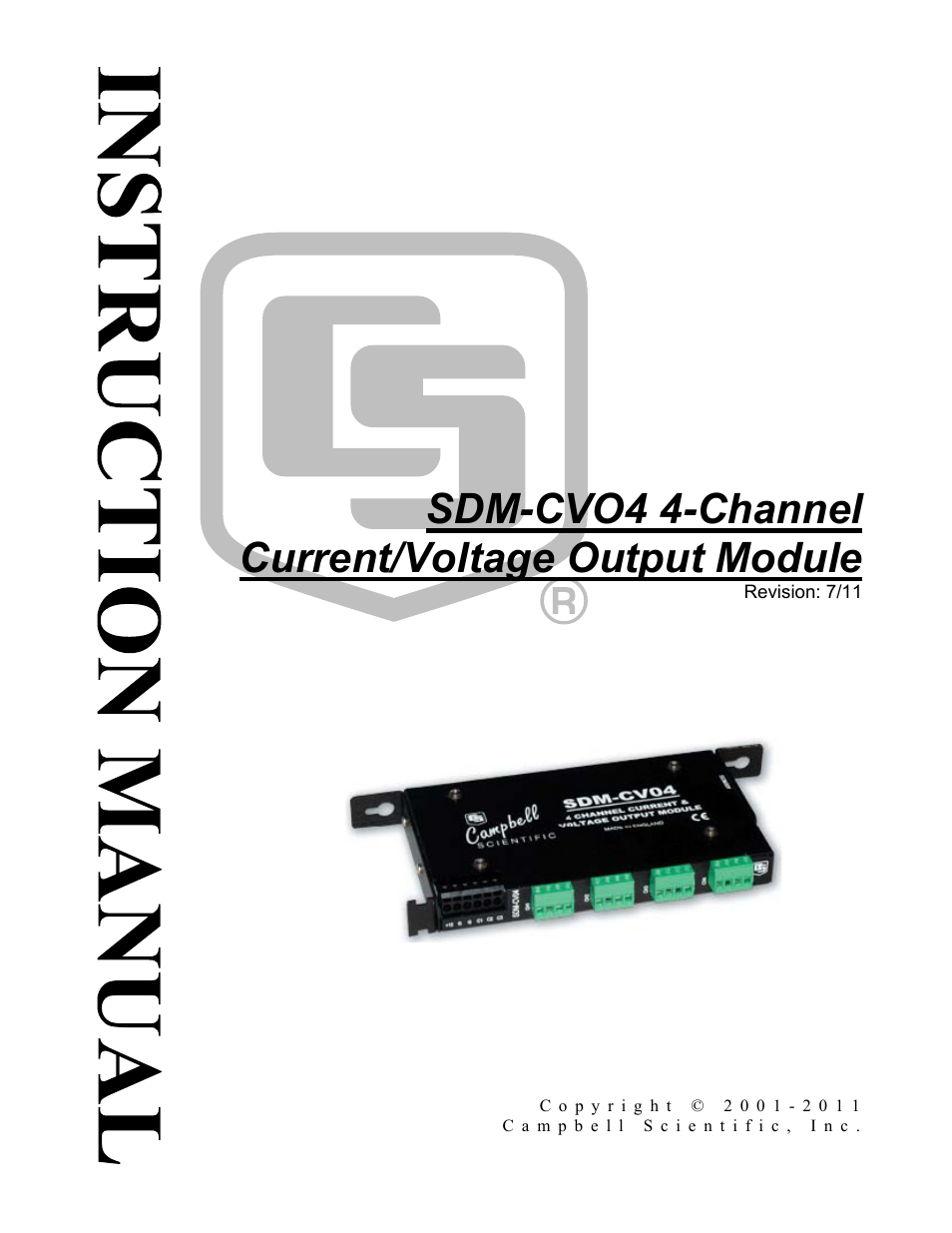 Campbell Scientific SDM-CVO4 4-Channel Current/Voltage Output Module User Manual | 30 pages