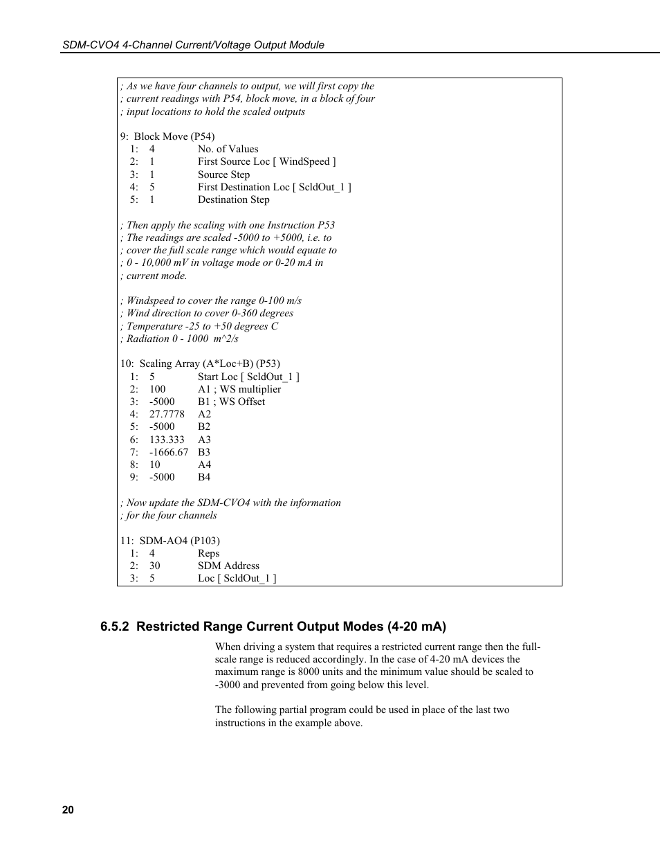 2 restricted range current output modes (4-20 ma) | Campbell Scientific SDM-CVO4 4-Channel Current/Voltage Output Module User Manual | Page 24 / 30