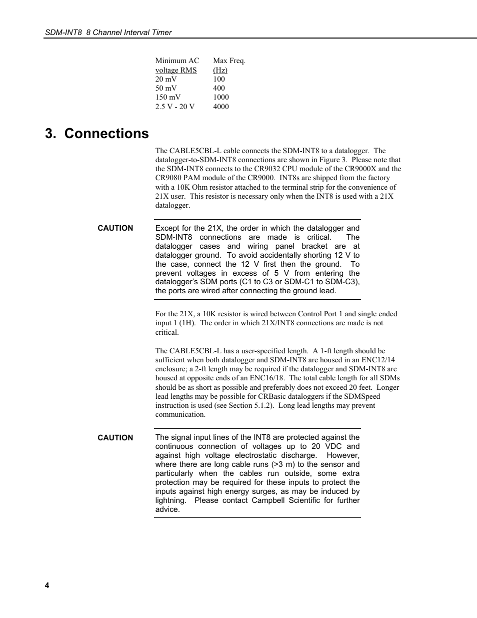 Connections | Campbell Scientific SDM-INT8 8-Channel Interval Timer User Manual | Page 10 / 42