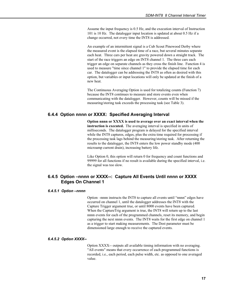 1 option –nnnn, 2 option xxxx | Campbell Scientific SDM-INT8 8-Channel Interval Timer User Manual | Page 23 / 42