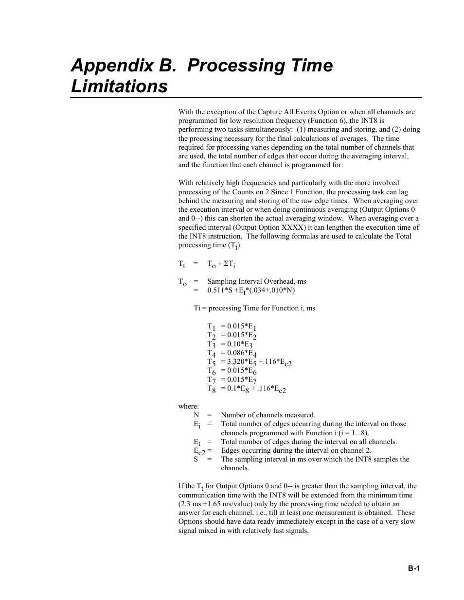 Appendix b. processing time limitations | Campbell Scientific SDM-INT8 8-Channel Interval Timer User Manual | Page 35 / 42