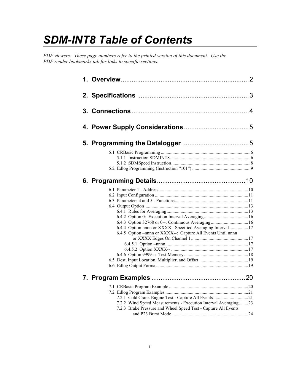 Campbell Scientific SDM-INT8 8-Channel Interval Timer User Manual | Page 5 / 42