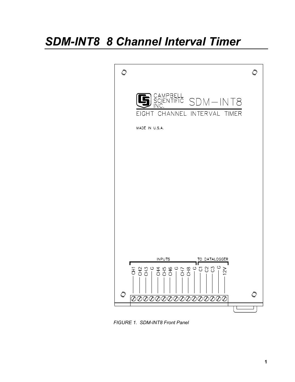 Sdm-int8 8 channel interval timer | Campbell Scientific SDM-INT8 8-Channel Interval Timer User Manual | Page 7 / 42