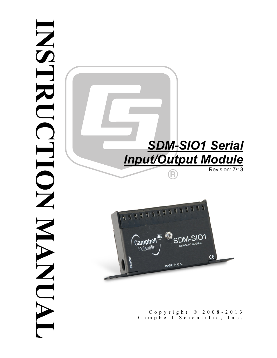 Campbell Scientific SDM-SIO1 Serial Input/Output Module User Manual | 34 pages