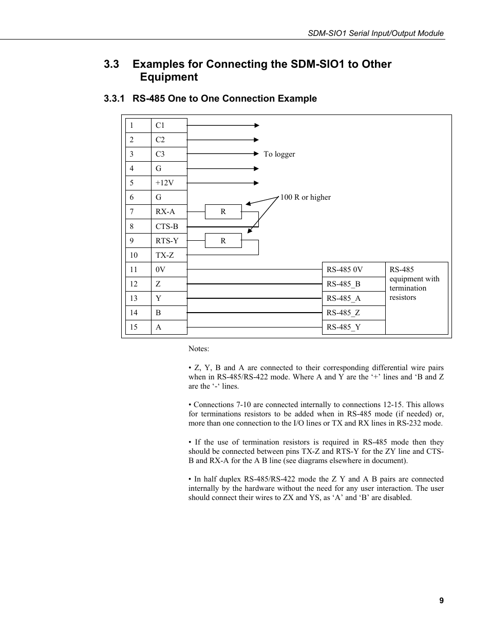 1 rs-485 one to one connection example, Rs-485 one to one connection example | Campbell Scientific SDM-SIO1 Serial Input/Output Module User Manual | Page 15 / 34