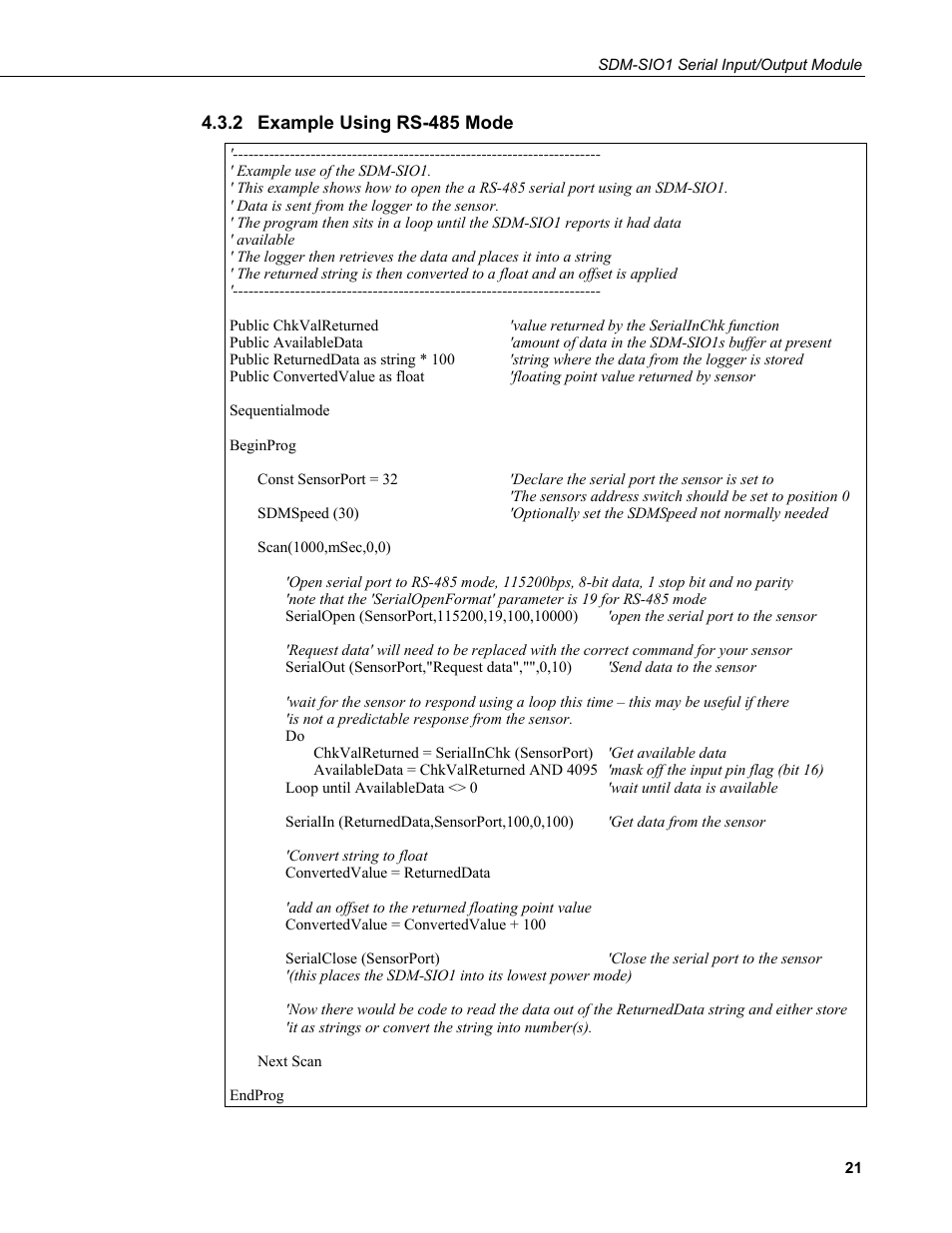 2 example using rs-485 mode, Example using rs-485 mode | Campbell Scientific SDM-SIO1 Serial Input/Output Module User Manual | Page 27 / 34