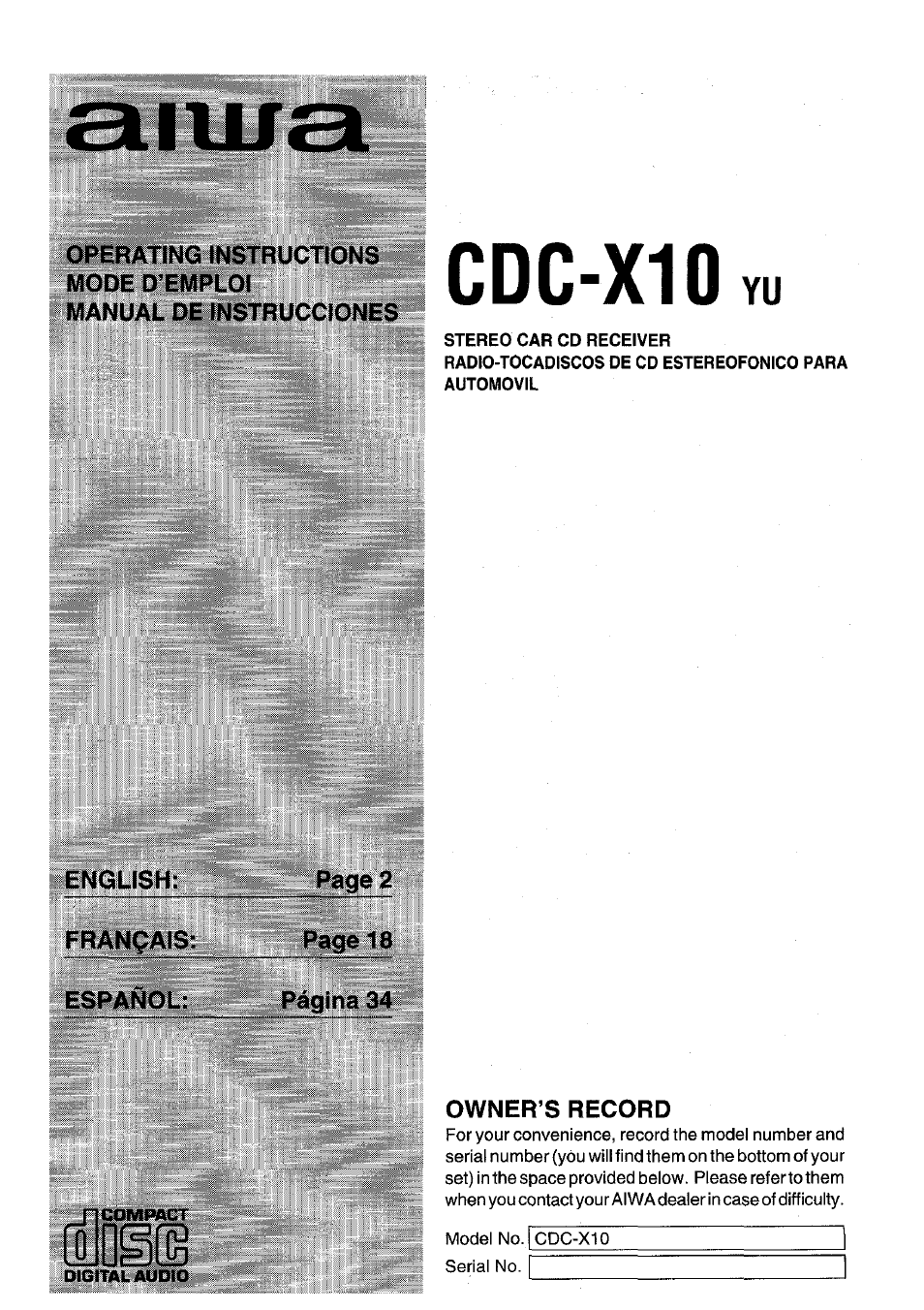 Aiwa CDC-XI User Manual | 52 pages