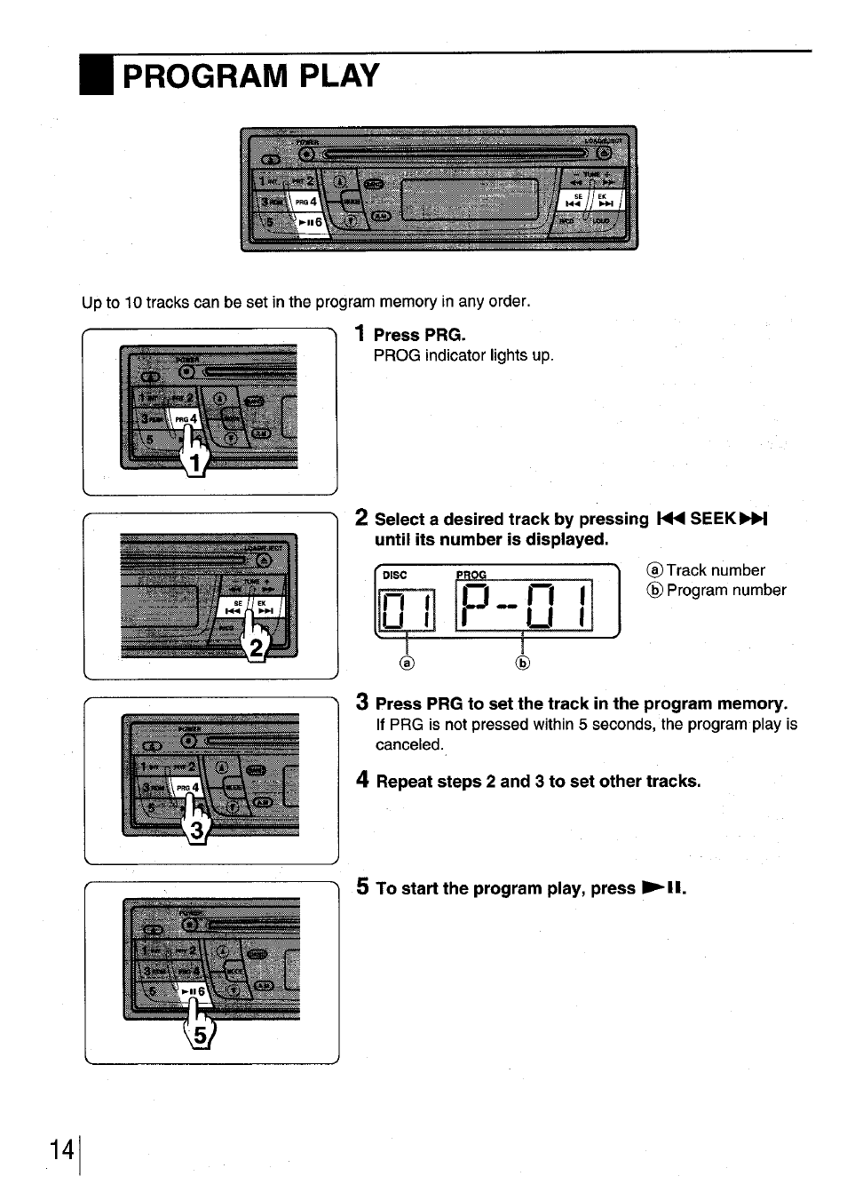 Program play | Aiwa CDC-XI User Manual | Page 14 / 52
