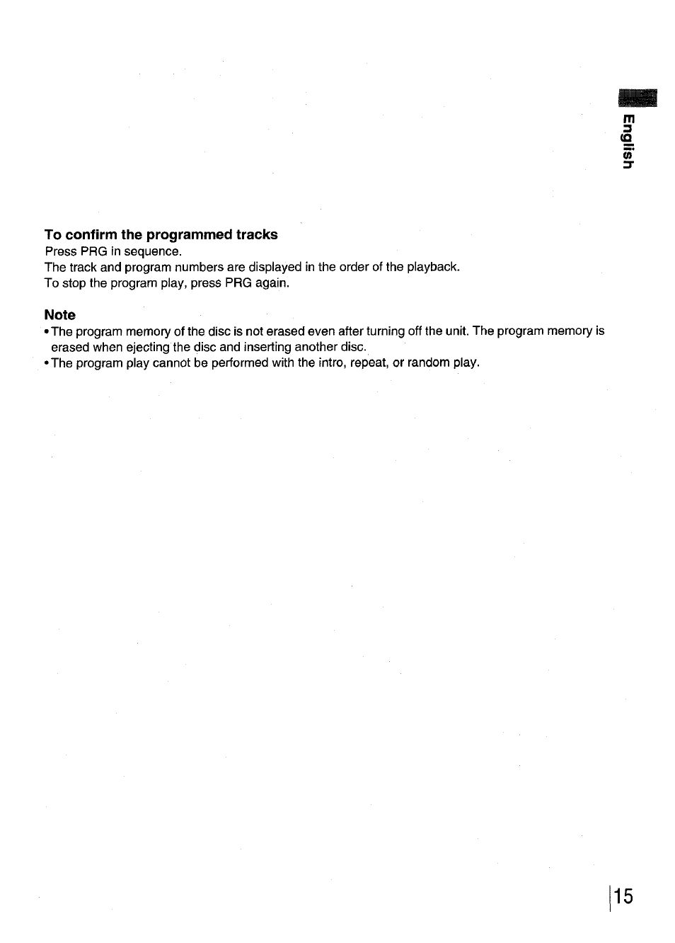 To confirm the programmed tracks, Note | Aiwa CDC-XI User Manual | Page 15 / 52