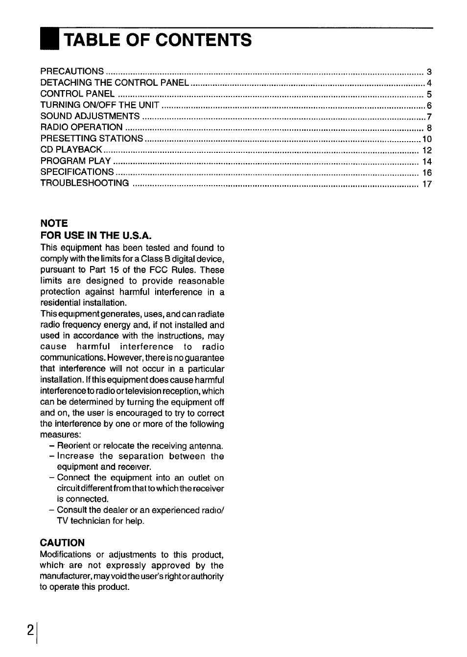 Aiwa CDC-XI User Manual | Page 2 / 52