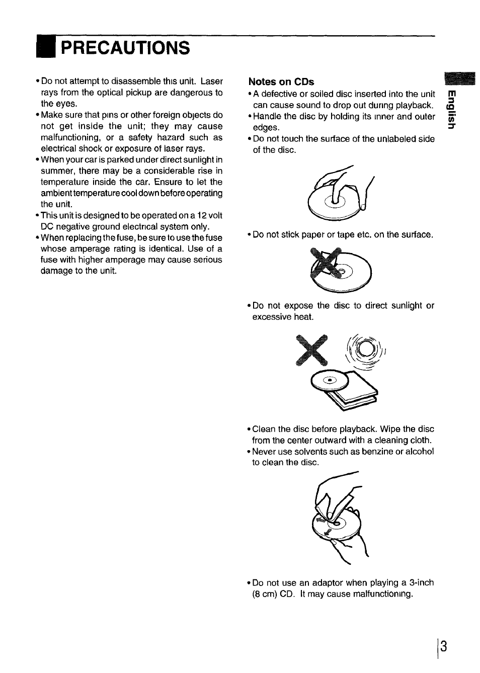 Precautions, Notes on cds | Aiwa CDC-XI User Manual | Page 3 / 52