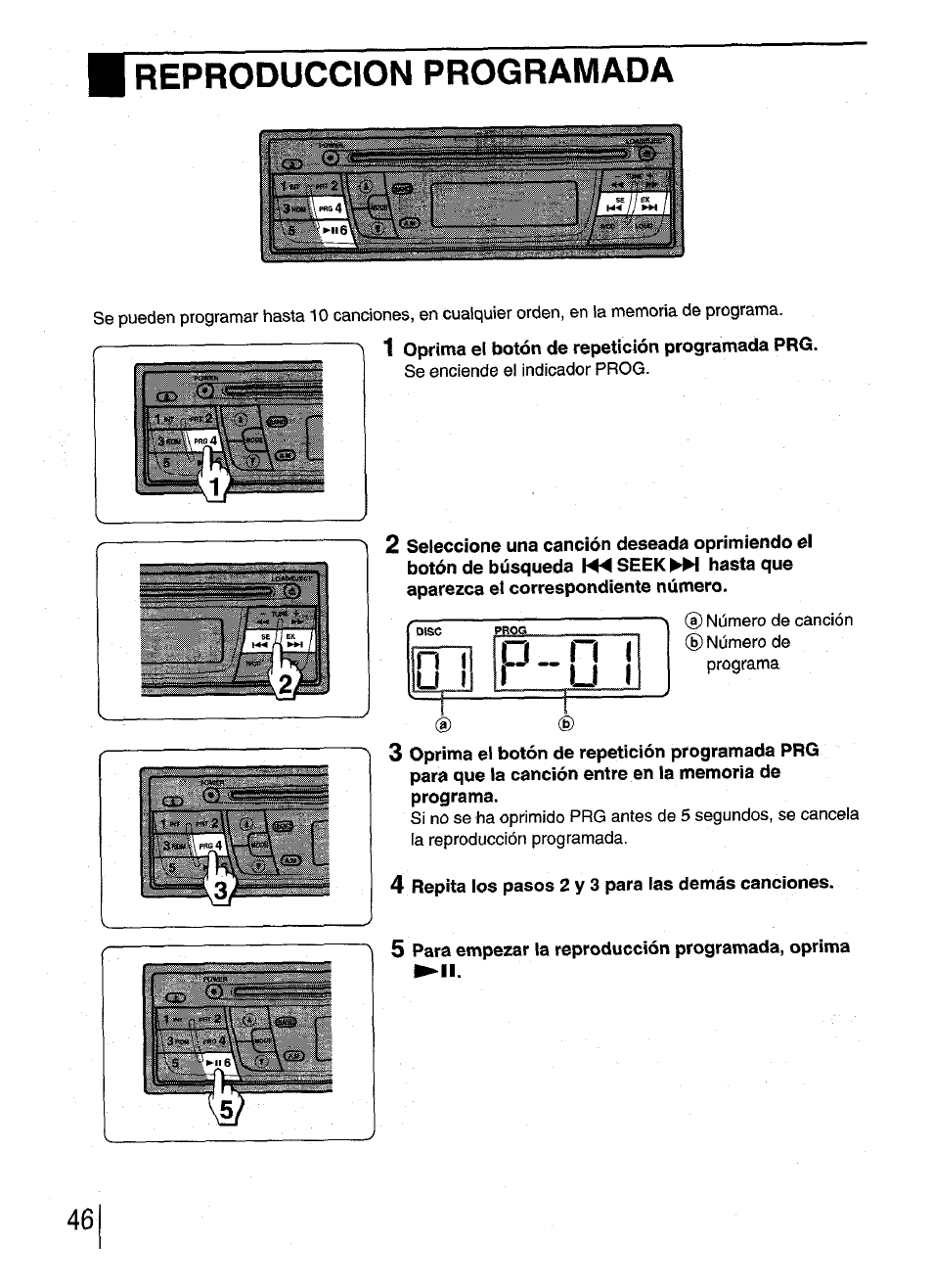 Reproduccion programada, N i u i | Aiwa CDC-XI User Manual | Page 46 / 52