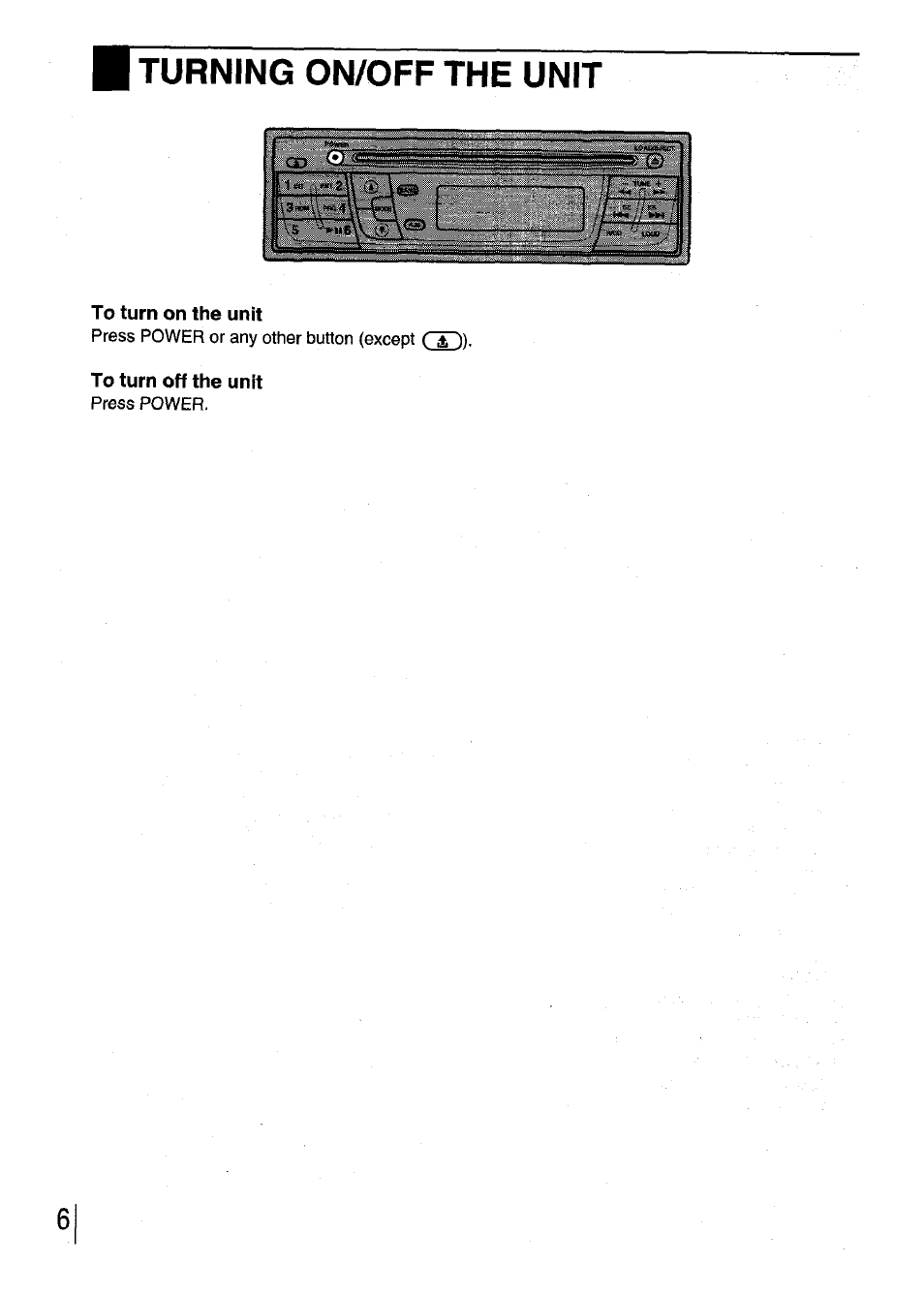 Turning on/off the unit | Aiwa CDC-XI User Manual | Page 6 / 52