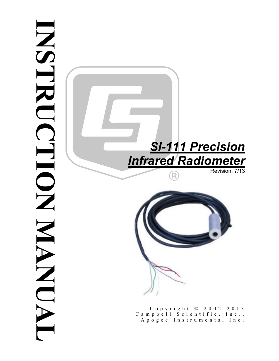 Campbell Scientific SI-111 (IRR-P) Precision Infrared Radiometer User Manual | 18 pages