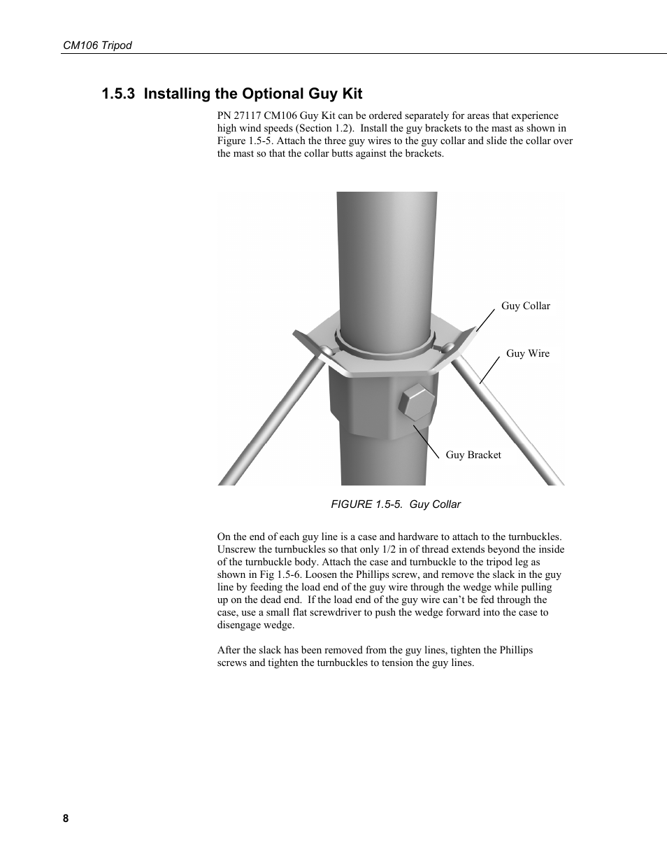 3 installing the optional guy kit | Campbell Scientific Solar1000 Station User Manual | Page 12 / 65