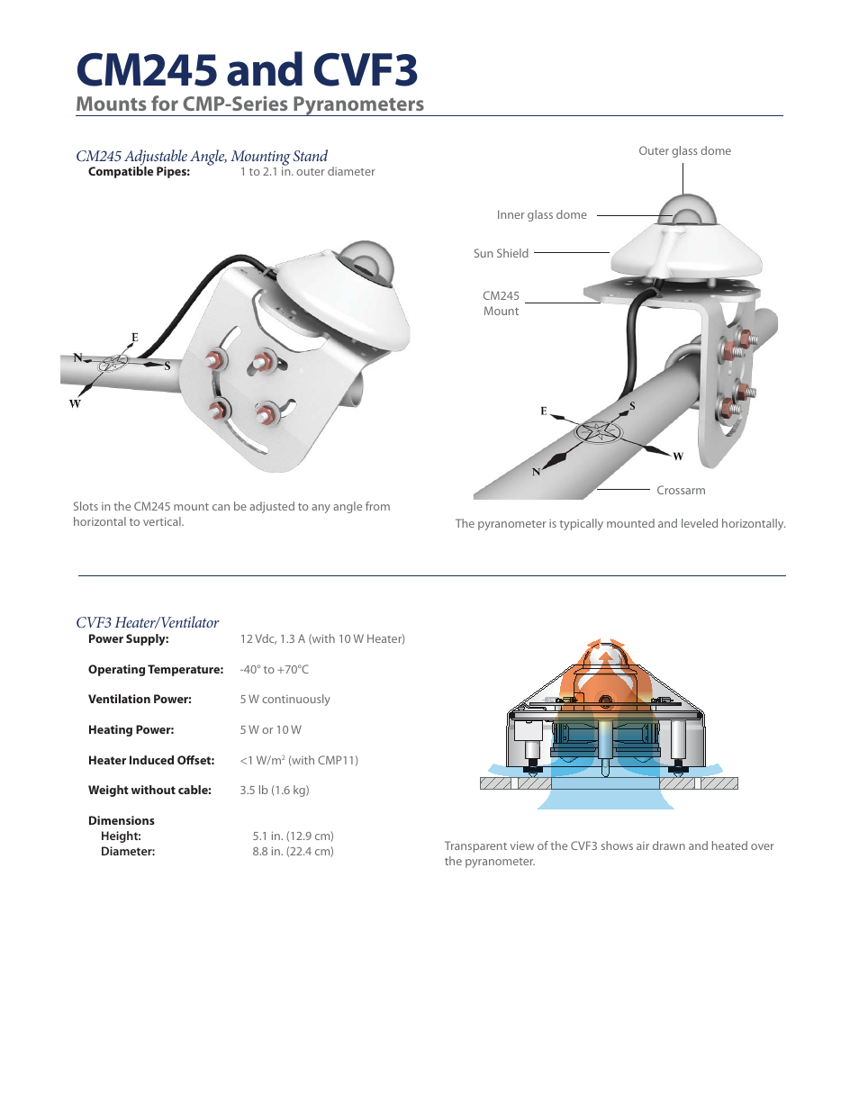 Cm245 and cvf3, Mounts for cmp-series pyranometers | Campbell Scientific Solar1000 Station User Manual | Page 65 / 65