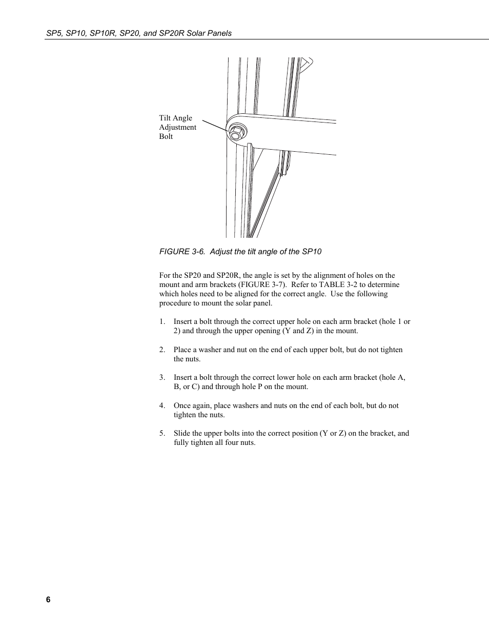6. adjust the tilt angle of the sp10 | Campbell Scientific SP10, SP10R, SP20, & SP20R Solar Panels User Manual | Page 12 / 18