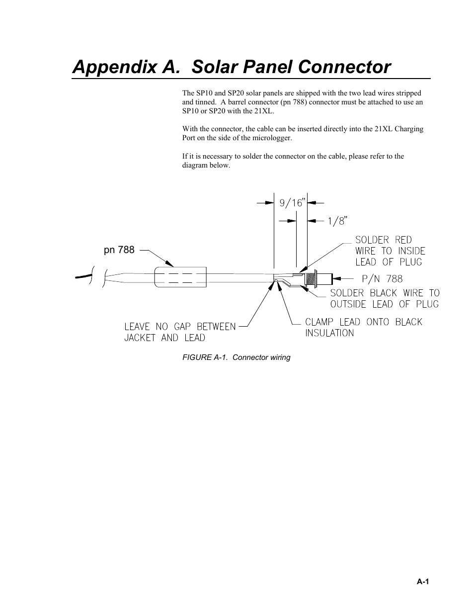 Appendix a. solar panel connector, A-1. connector | Campbell Scientific SP10, SP10R, SP20, & SP20R Solar Panels User Manual | Page 15 / 18