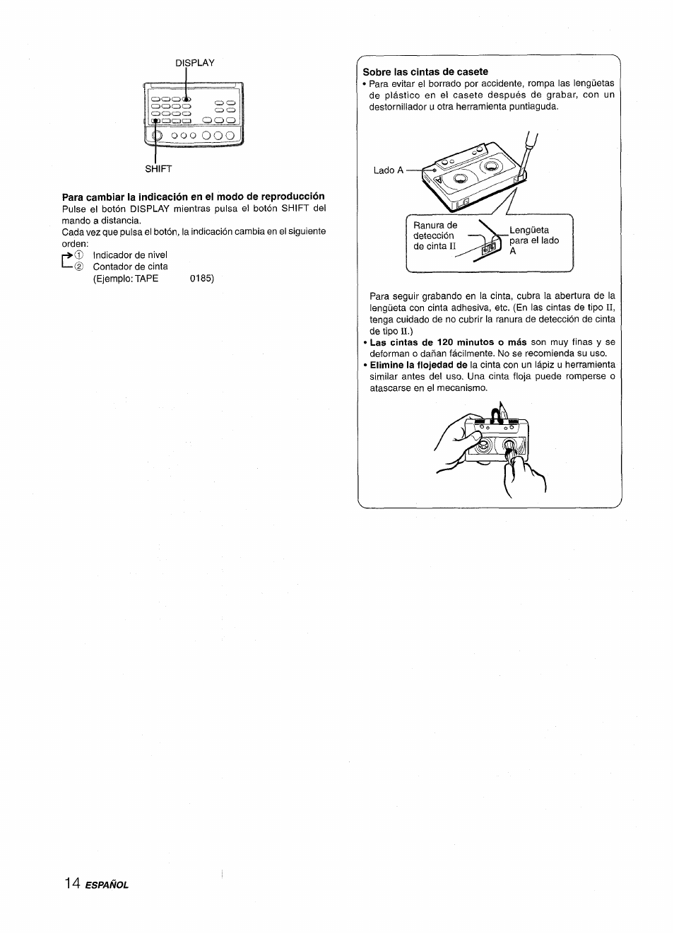 Sobre ias cintas de casete | Aiwa XR-M88 User Manual | Page 38 / 76
