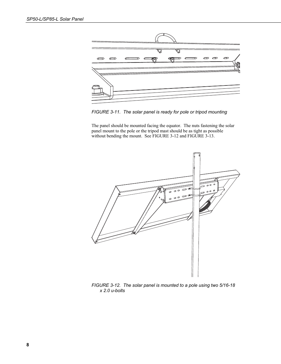 U-bolts | Campbell Scientific SP50-L/SP85-L Solar Panel User Manual | Page 14 / 26