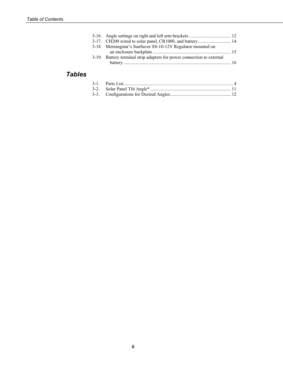 Tables | Campbell Scientific SP50-L/SP85-L Solar Panel User Manual | Page 6 / 26