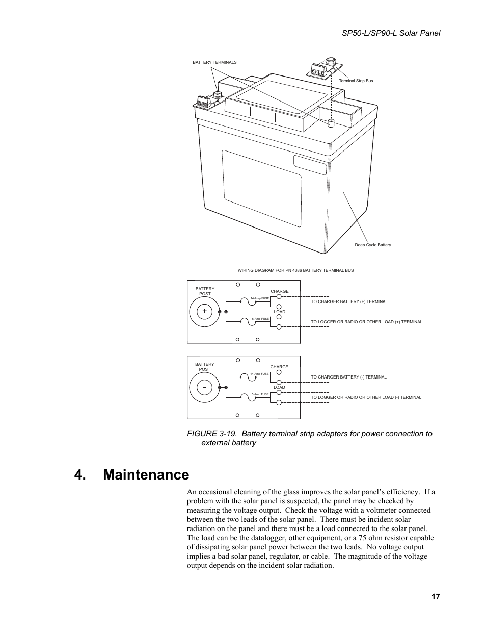 Maintenance, Battery, Sp50-l/sp90-l solar panel | Campbell Scientific SP50-L/SP90-L Solar Panel User Manual | Page 23 / 26