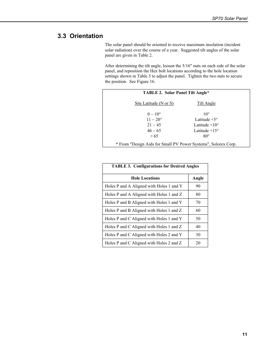 3 orientation | Campbell Scientific SP70 Solar Panel User Manual | Page 15 / 22