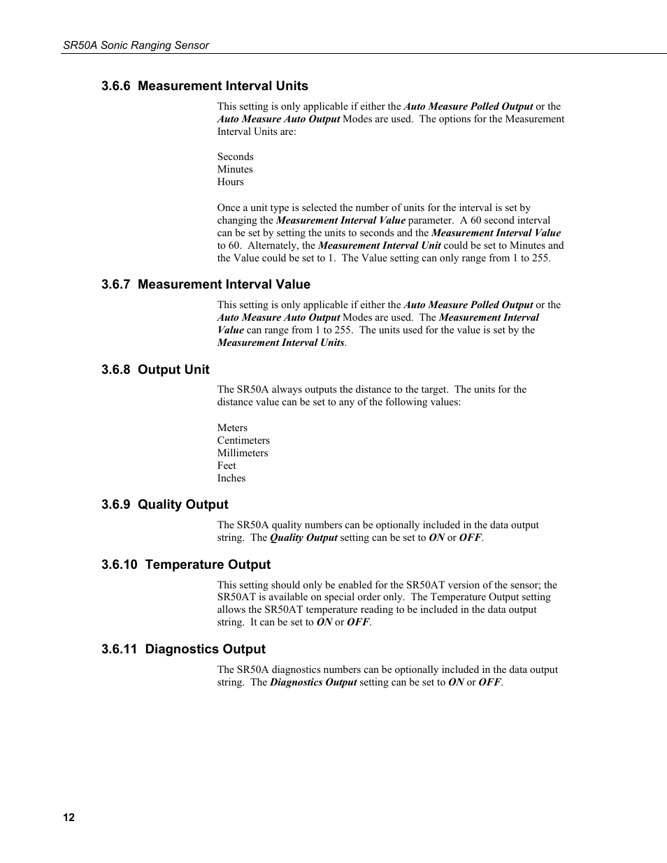 6 measurement interval units, 7 measurement interval value, 8 output unit | 9 quality output, 10 temperature output, 11 diagnostics output | Campbell Scientific SR50A Distance Sensor User Manual | Page 18 / 42