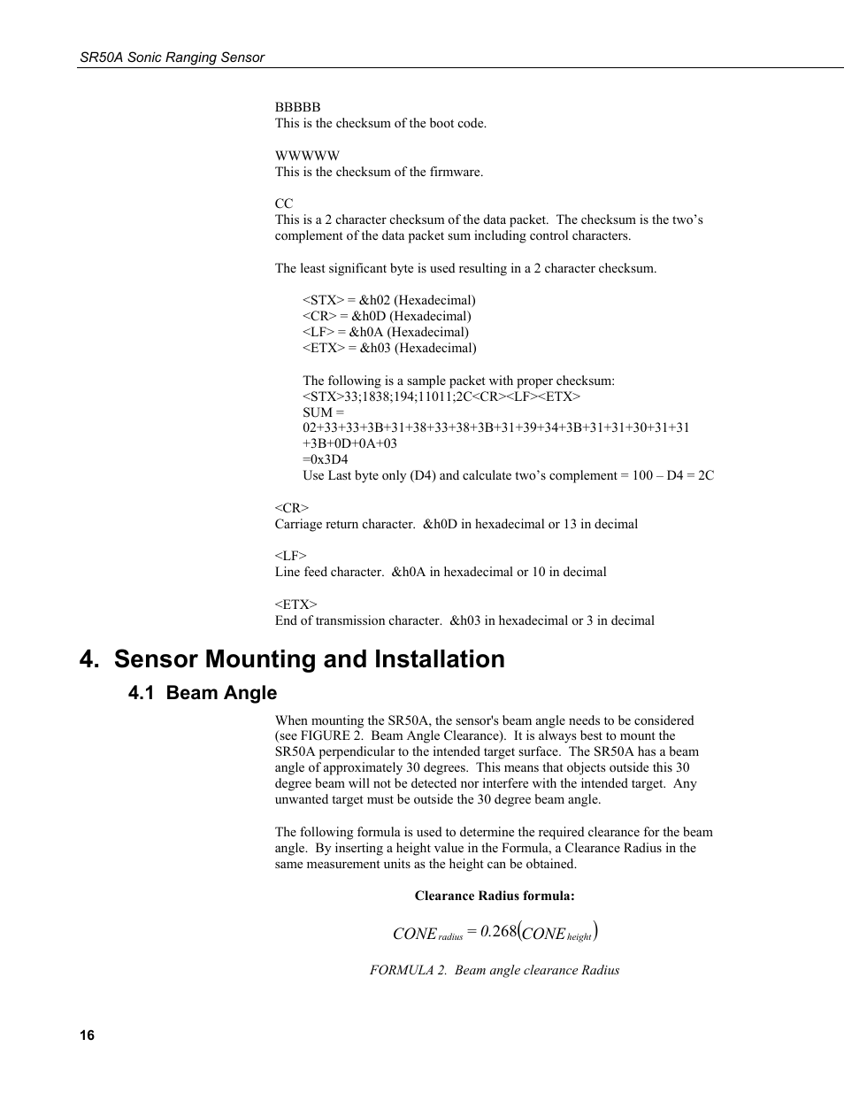 Sensor mounting and installation, 1 beam angle | Campbell Scientific SR50A Distance Sensor User Manual | Page 22 / 42