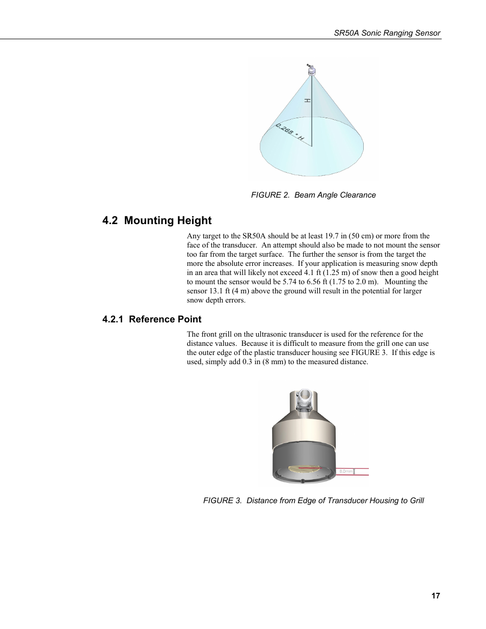 2 mounting height, 1 reference point | Campbell Scientific SR50A Distance Sensor User Manual | Page 23 / 42
