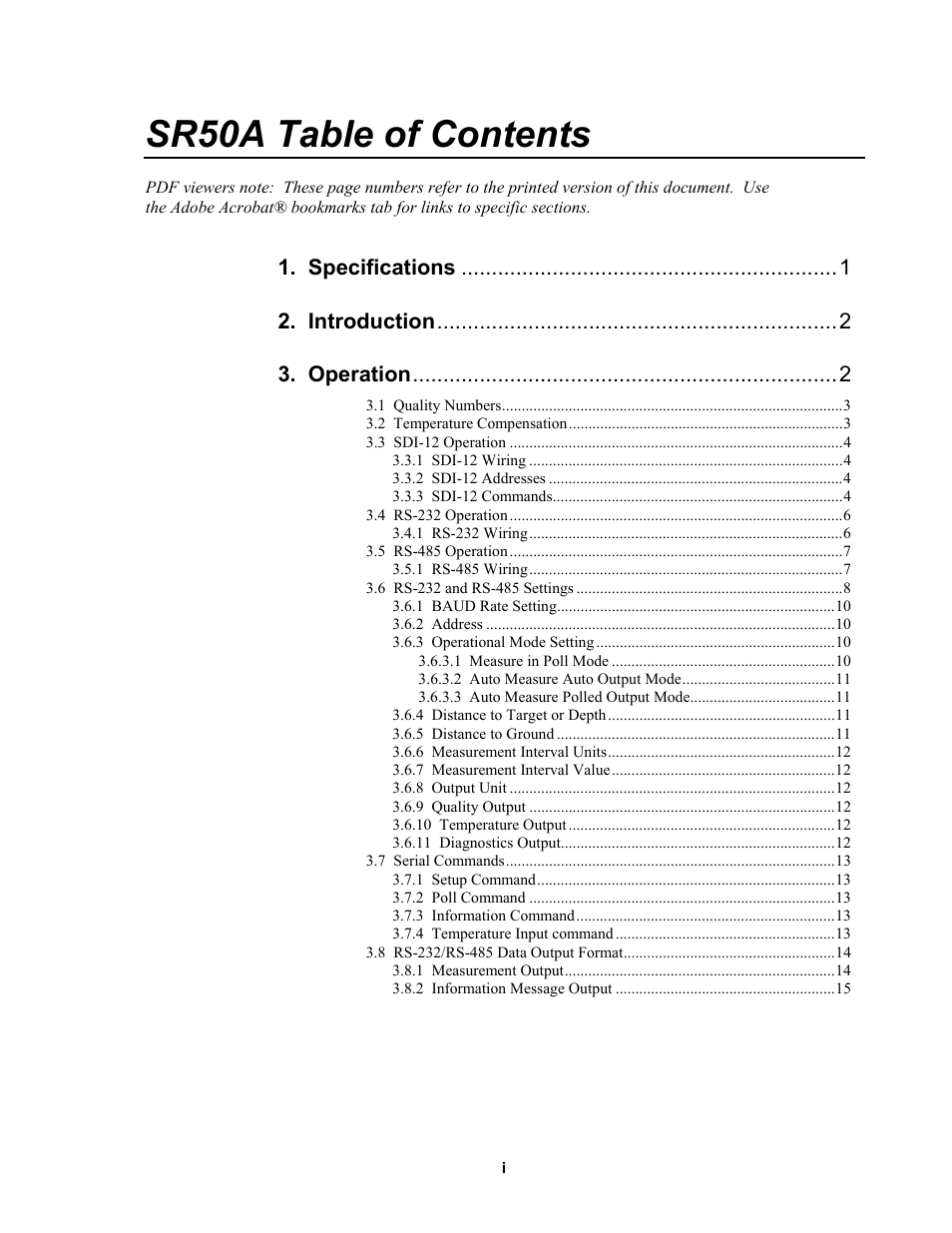 Campbell Scientific SR50A Distance Sensor User Manual | Page 3 / 42