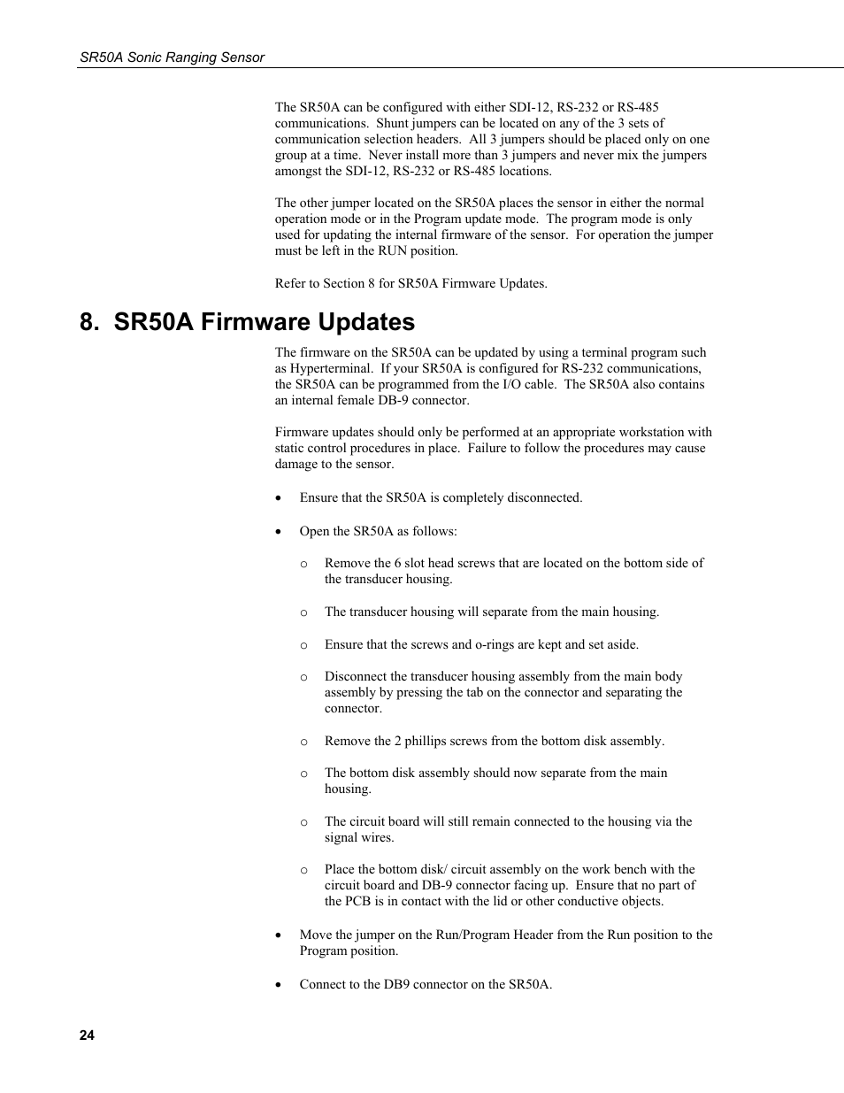 Sr50a firmware updates | Campbell Scientific SR50A Distance Sensor User Manual | Page 30 / 42