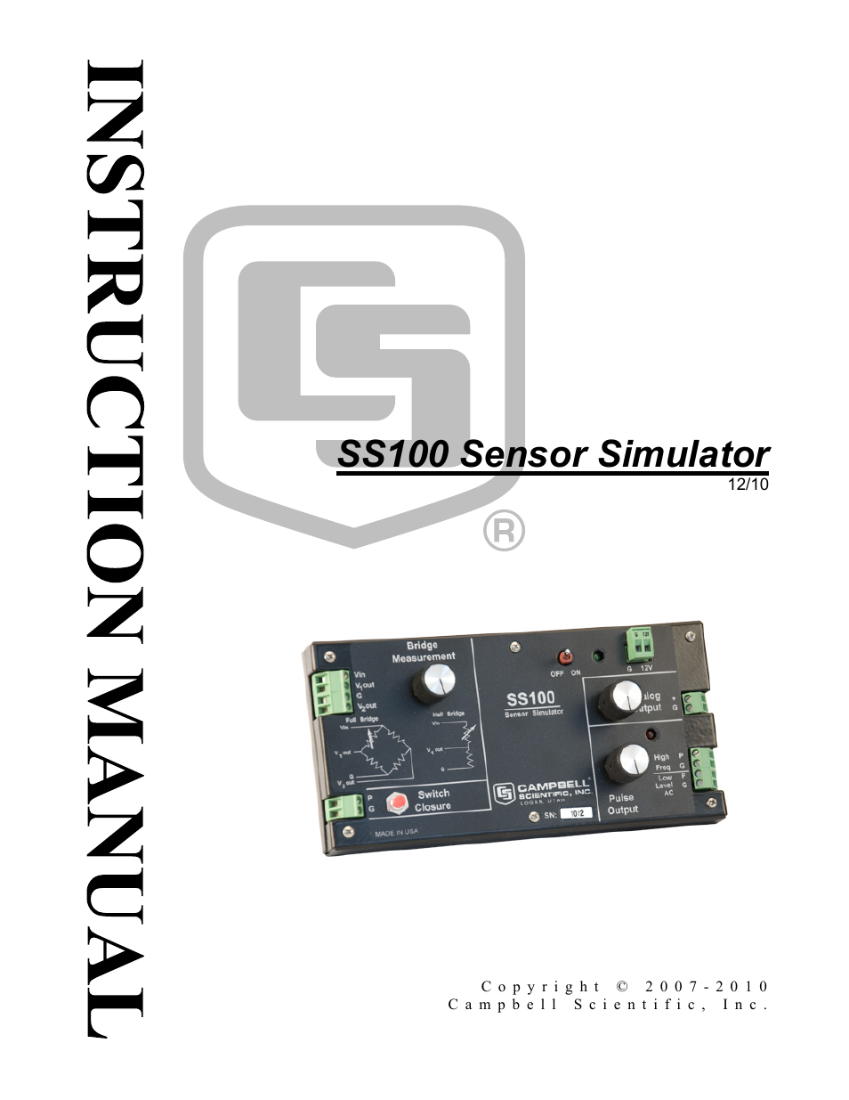 Campbell Scientific SS100 Sensor Simulator User Manual | 10 pages