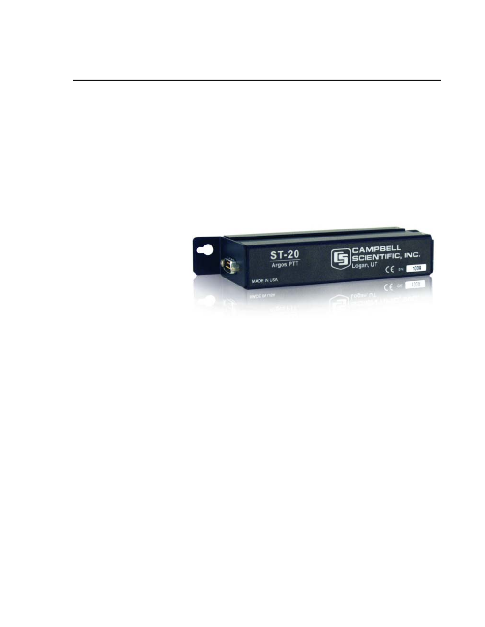 St-20 argos satellite transmitter, Overview, 1 specifications | 2 serial port | Campbell Scientific ST-20 Argos Satellite Transmitter User Manual | Page 5 / 14