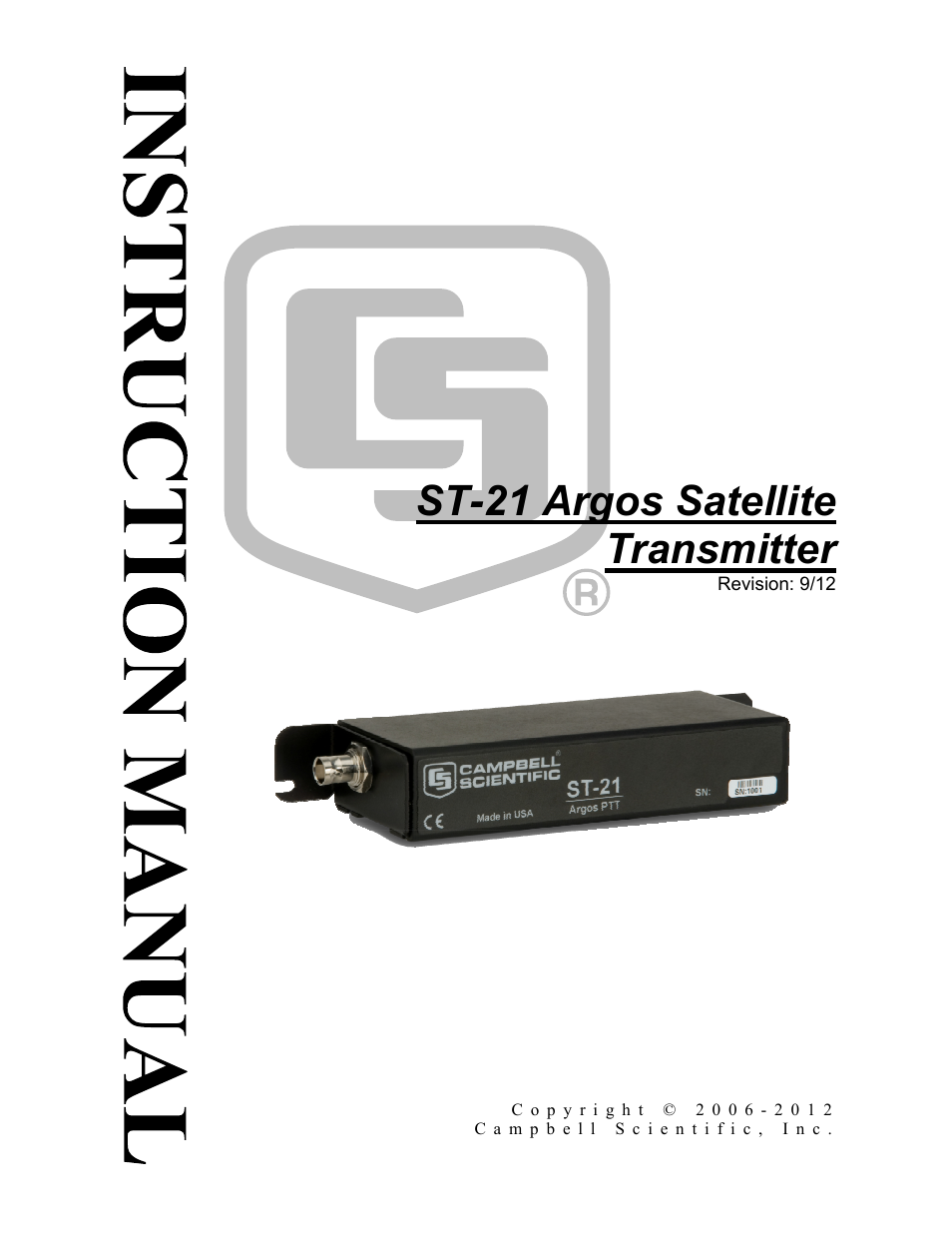 Campbell Scientific ST-21 Argos Satellite Transmitter User Manual | 16 pages