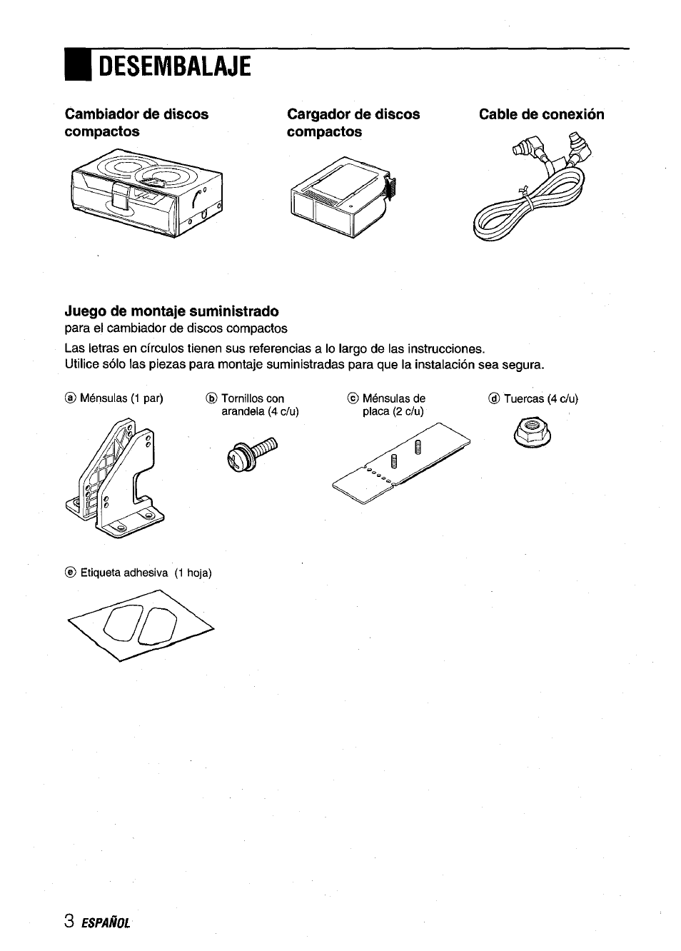 Desembalaje | Aiwa ADC-EXI06 User Manual | Page 14 / 32