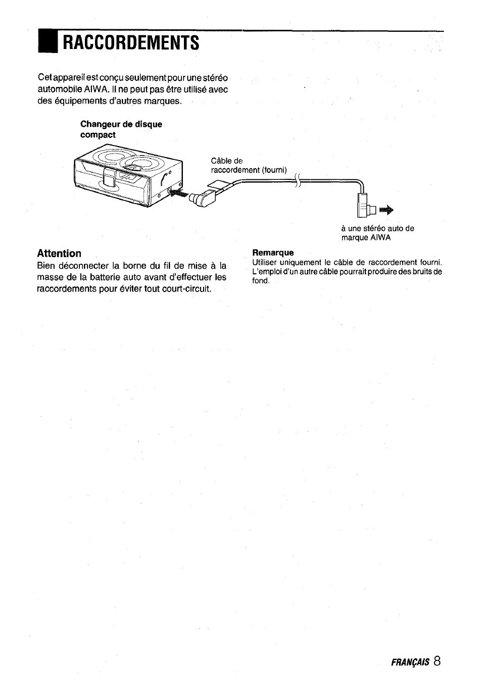 Raccordements | Aiwa ADC-EXI06 User Manual | Page 29 / 32