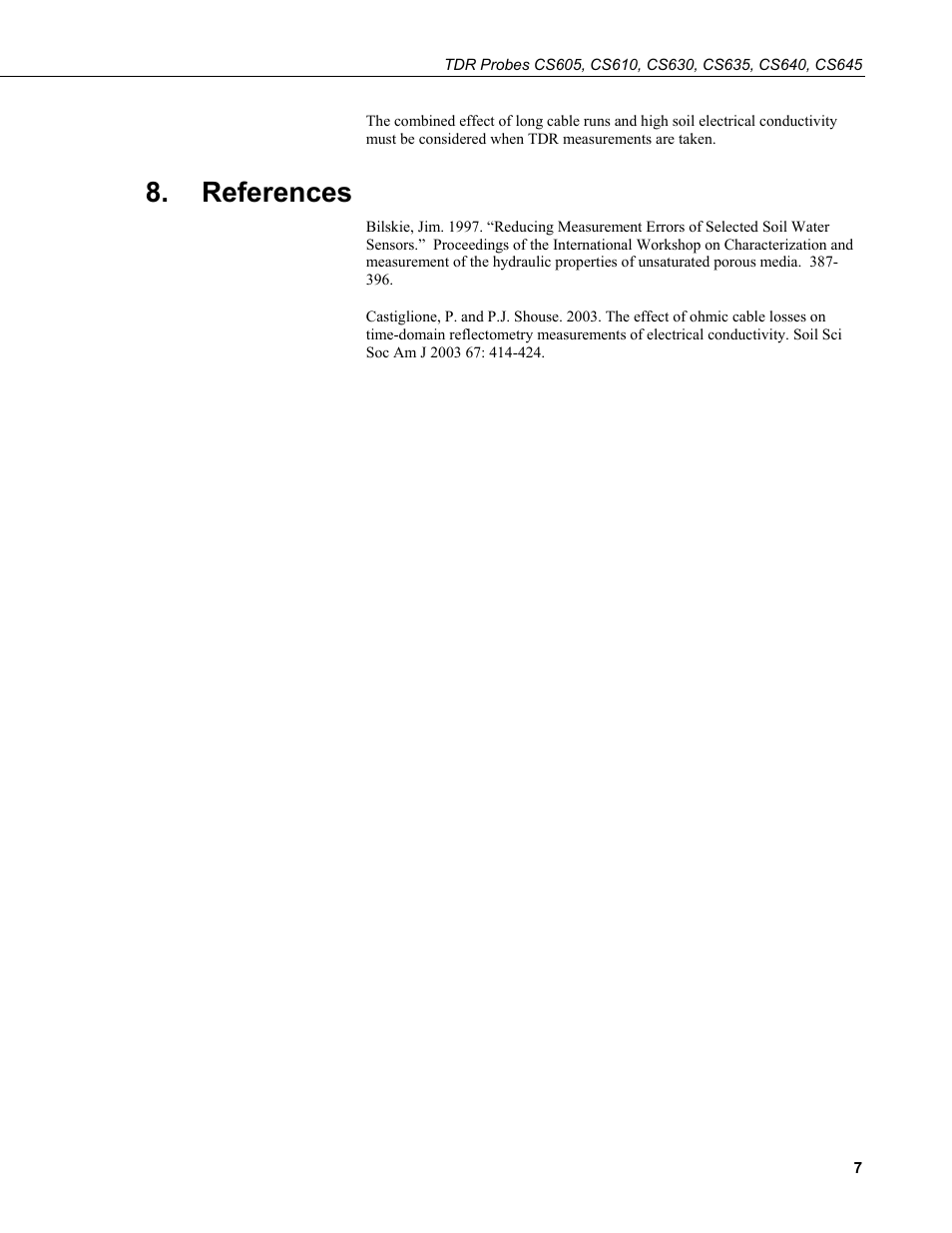 References | Campbell Scientific TDR Probes CS605, CS610, CS630, CS635, CS640, CS645 User Manual | Page 13 / 28