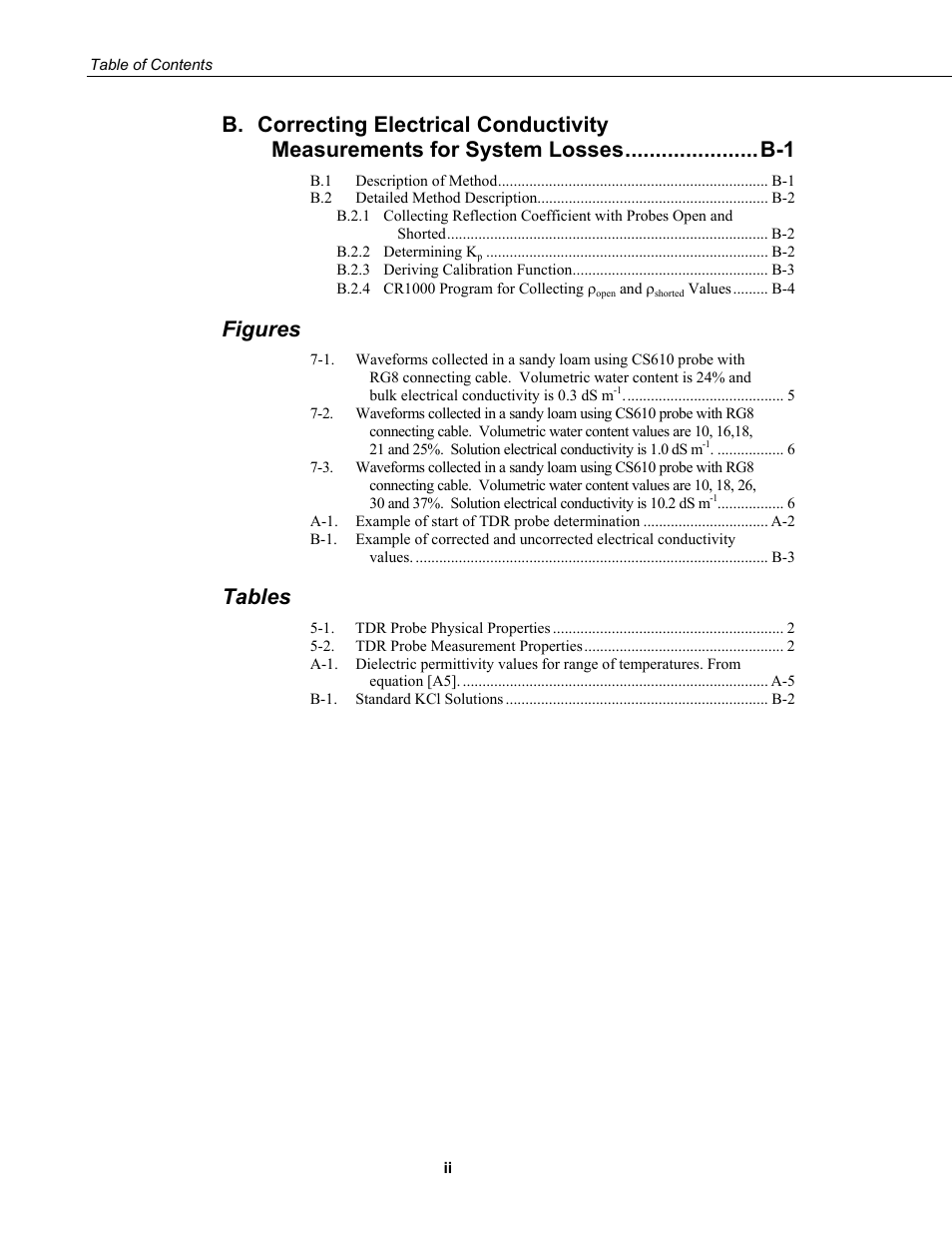 Figures, Tables | Campbell Scientific TDR Probes CS605, CS610, CS630, CS635, CS640, CS645 User Manual | Page 6 / 28