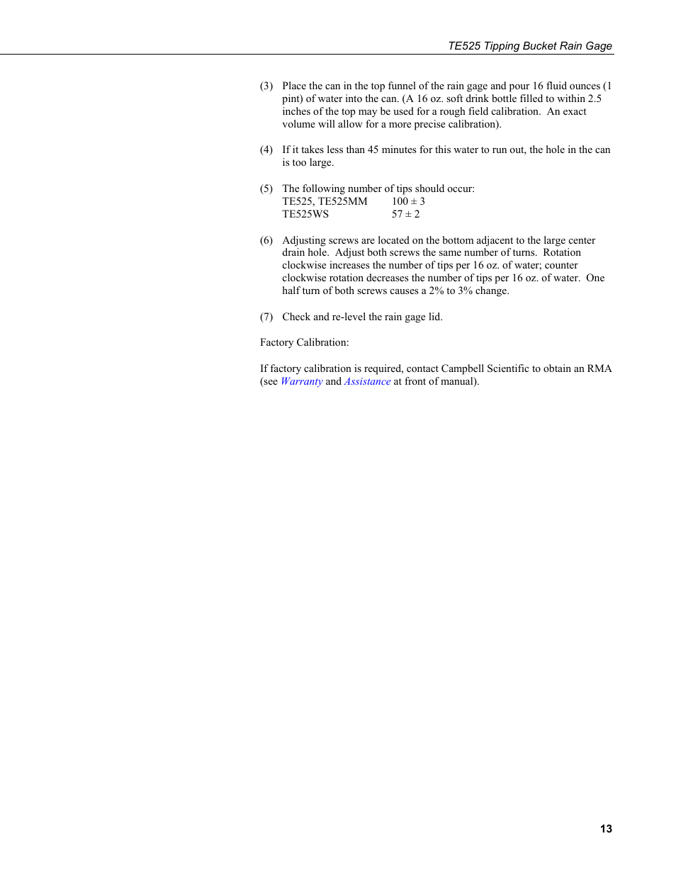 Campbell Scientific TE525, TE525WS, and TE525MM Texas Electronics Rain Gages User Manual | Page 19 / 24