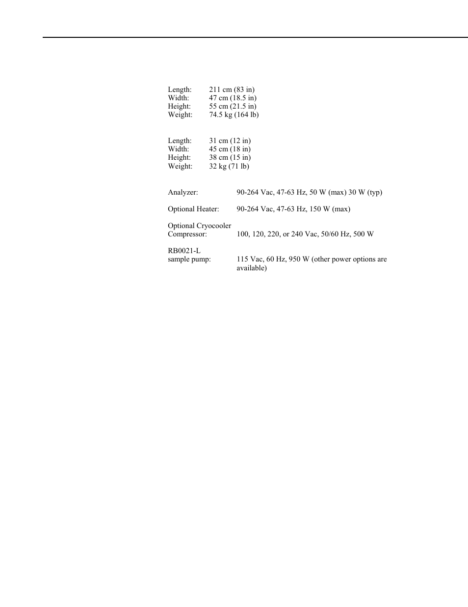 Ov7.2 physical specifications | Campbell Scientific TGA100A Overview User Manual | Page 14 / 14