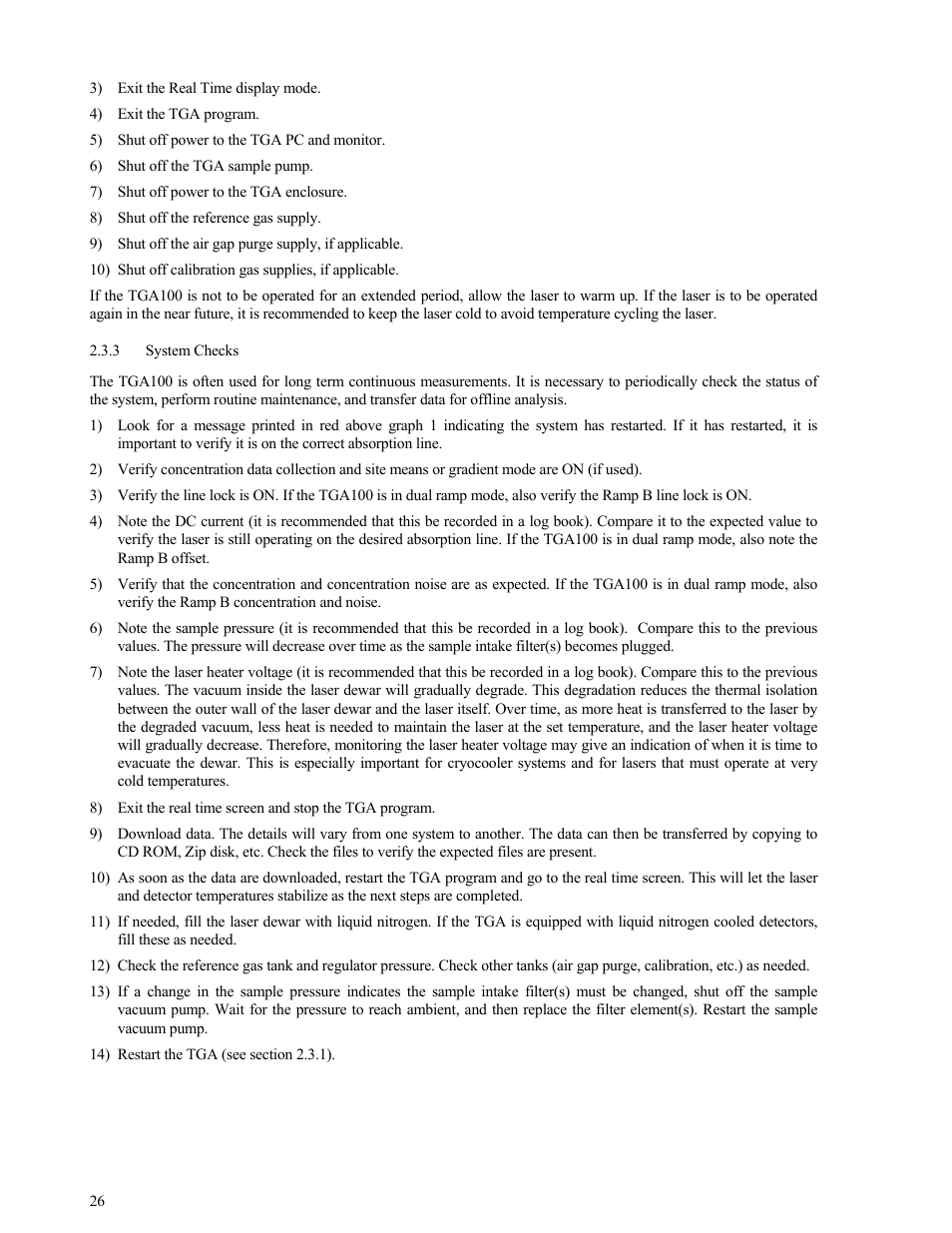 System checks, System checks 26 | Campbell Scientific TGA100 Trace Gas Analyzer Manual User Manual | Page 26 / 115