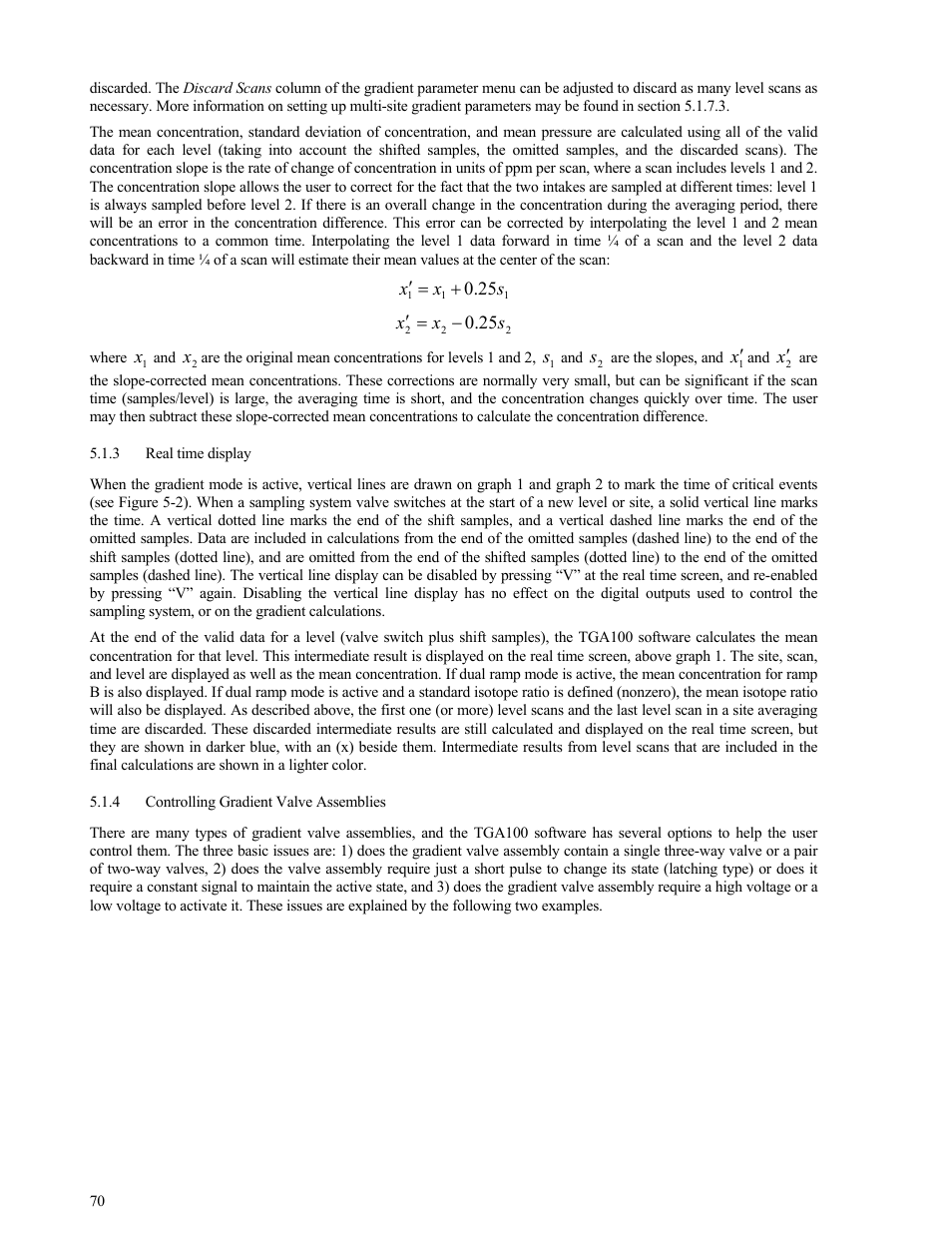 Real time display, Controlling gradient valve assemblies, Real time display 70 | Controlling gradient valve assemblies 70 | Campbell Scientific TGA100 Trace Gas Analyzer Manual User Manual | Page 70 / 115