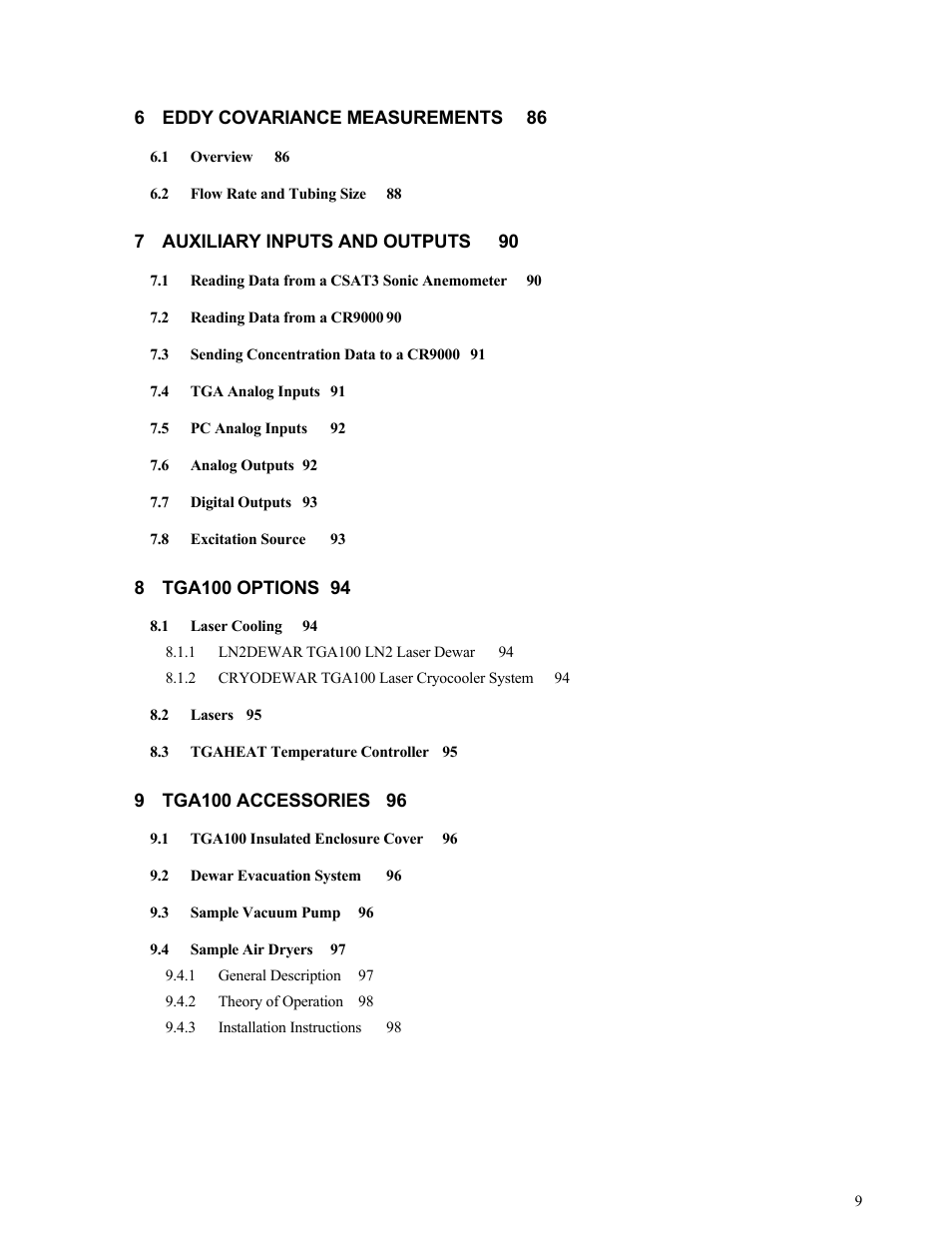 Campbell Scientific TGA100 Trace Gas Analyzer Manual User Manual | Page 9 / 115