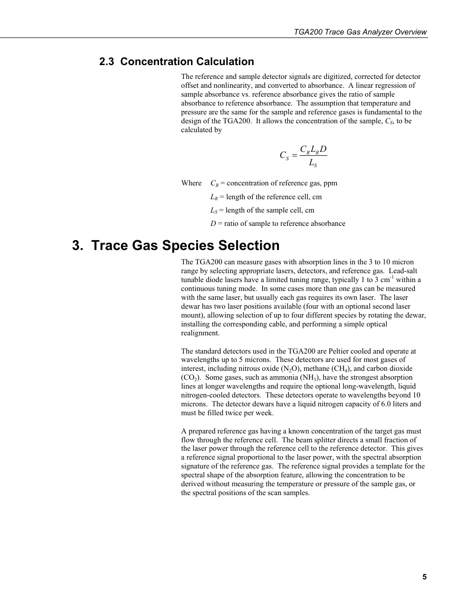 3 concentration calculation, Trace gas species selection, Ld l c c | Campbell Scientific TGA200 Trace Gas Analyzer Overview User Manual | Page 11 / 18