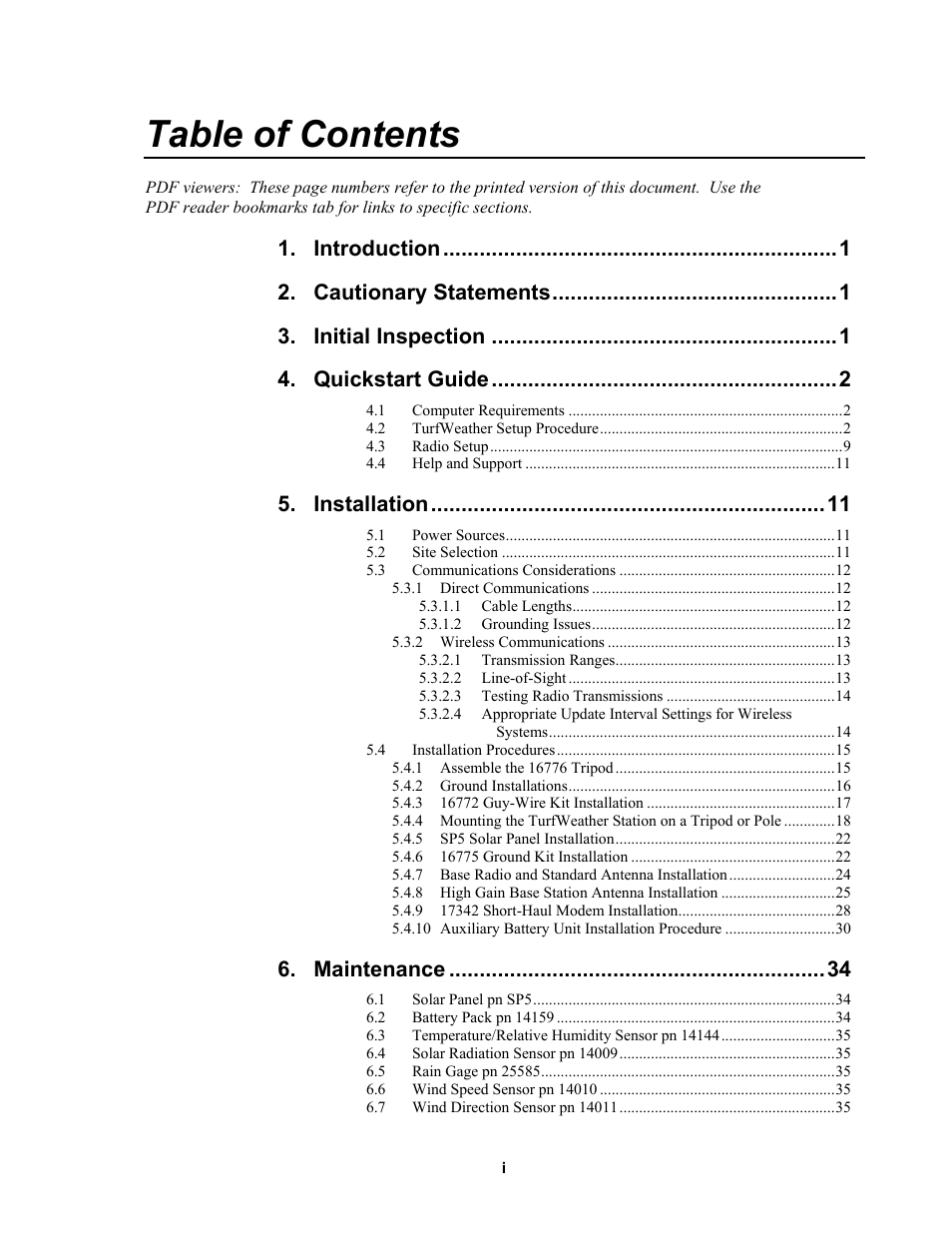 Campbell Scientific TurfWeather Weather Station User Manual | Page 7 / 76