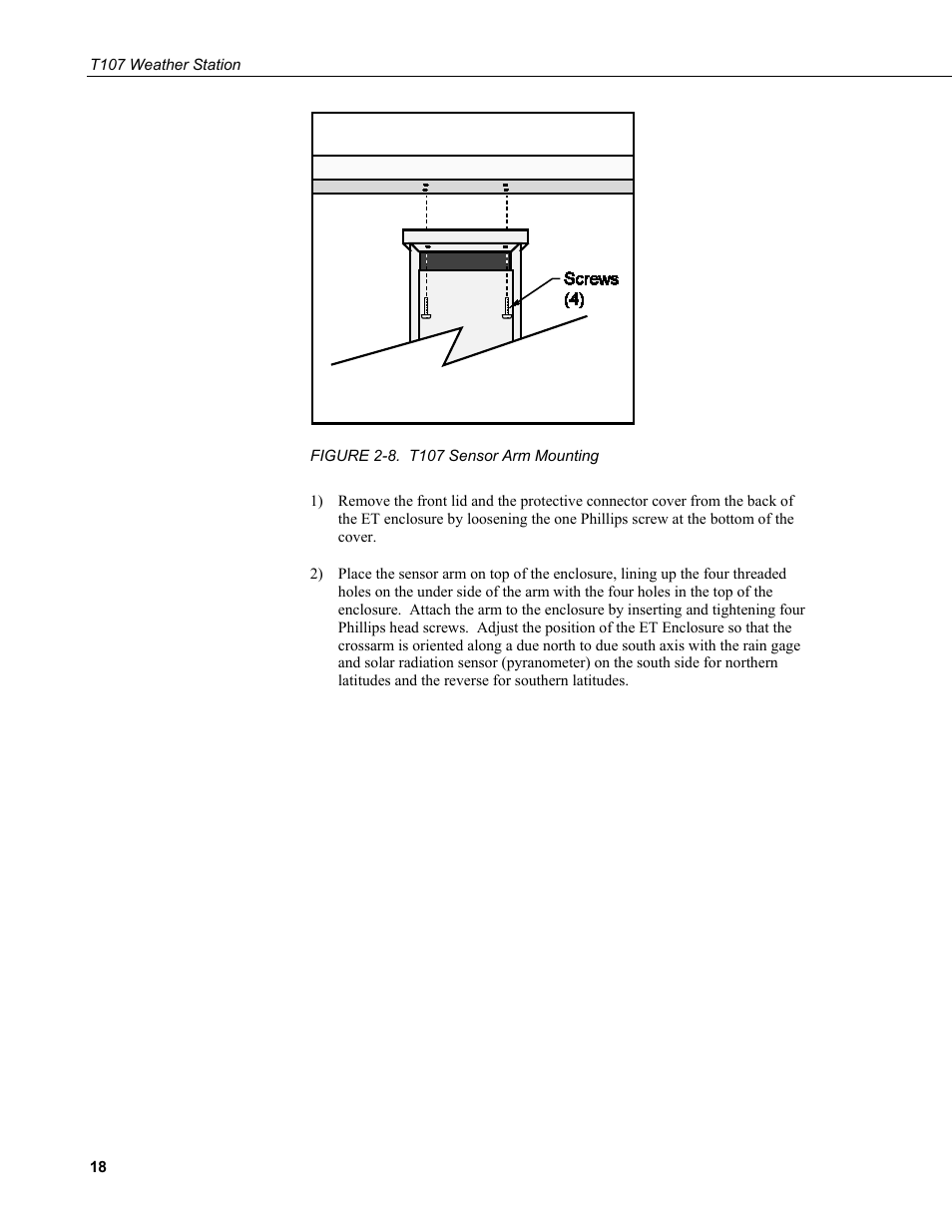 8. t107 sensor arm mounting | Campbell Scientific T.Weather T107 Toro Weather Station User Manual | Page 26 / 106