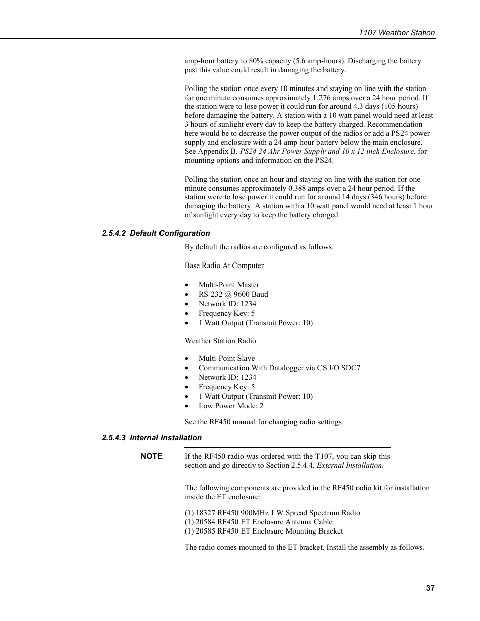 2 default configuration, 3 internal installation, Default configuration | Internal installation | Campbell Scientific T.Weather T107 Toro Weather Station User Manual | Page 45 / 106