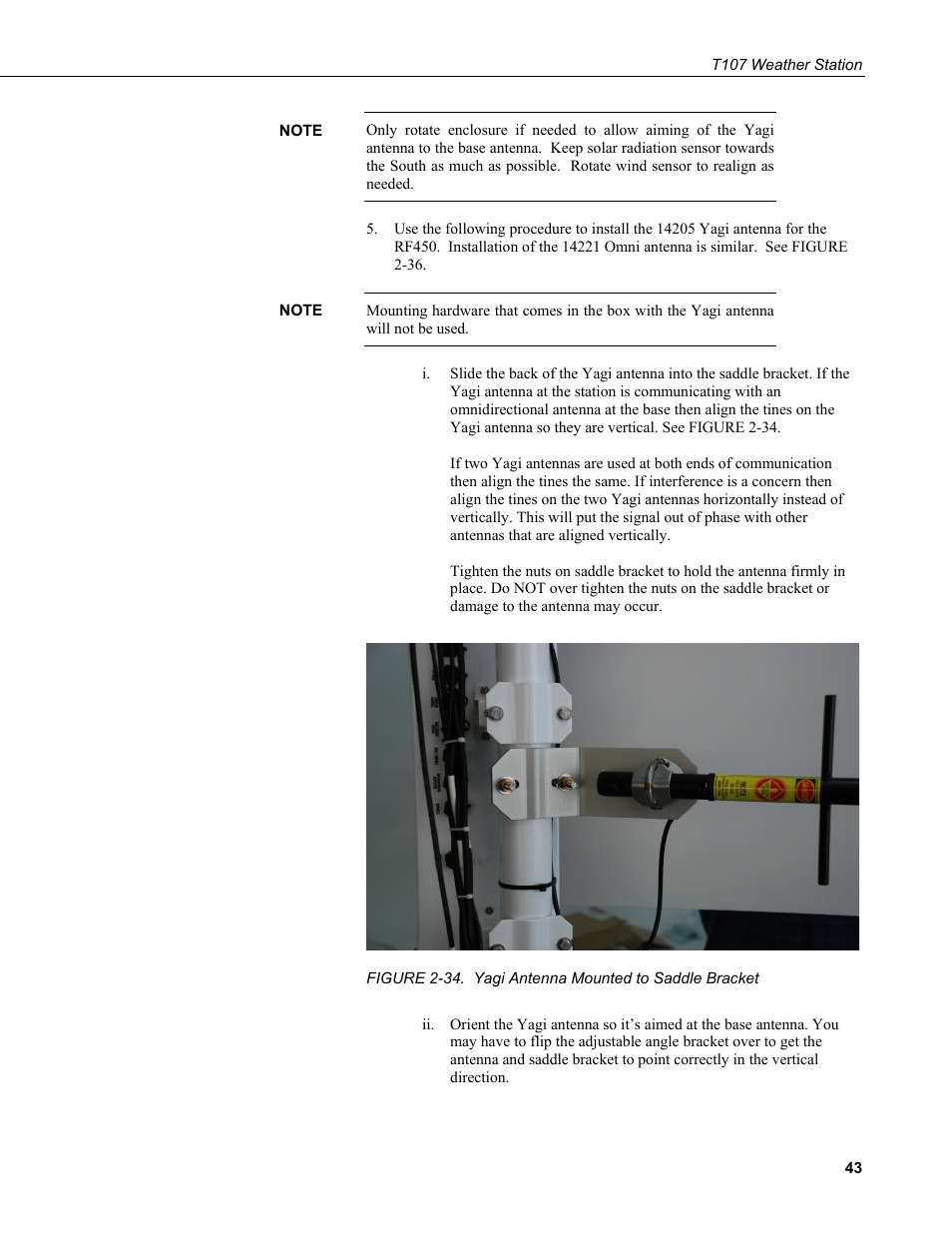 34. yagi antenna mounted to saddle bracket | Campbell Scientific T.Weather T107 Toro Weather Station User Manual | Page 51 / 106